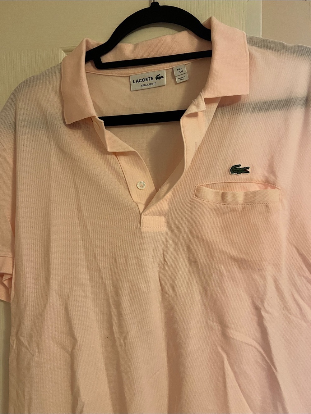 Lacoste Men’s Polo Shirt in Light Peach with Green Logo